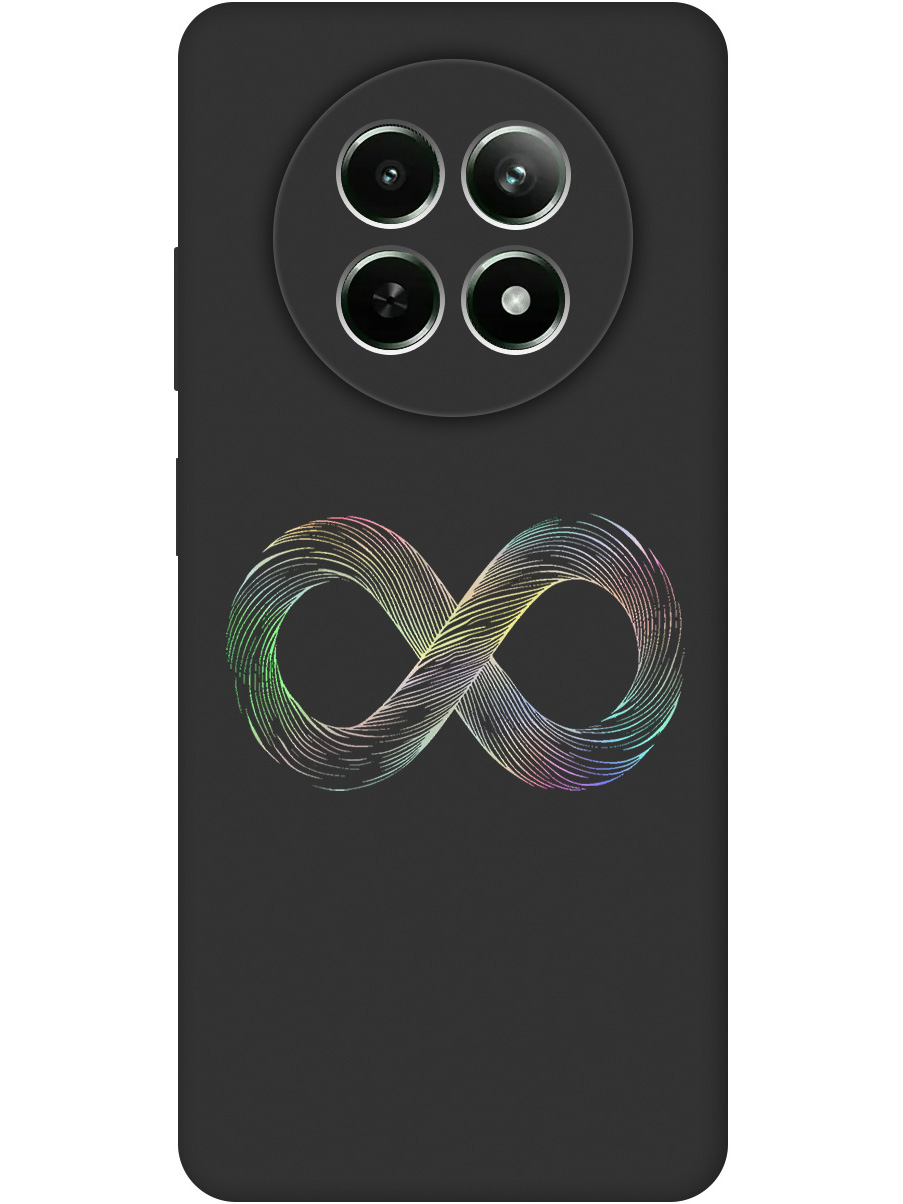 

Силиконовый чехол на Realme 12 5g с принтом "Знак бесконечность" матовый черный, Черный;серебристый, 783982661