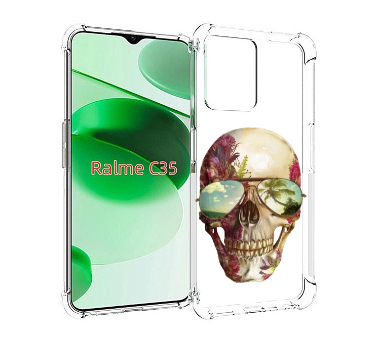 

Чехол MyPads Череп с очками для Realme C35 / Narzo 50A Prime, Прозрачный, Tocco