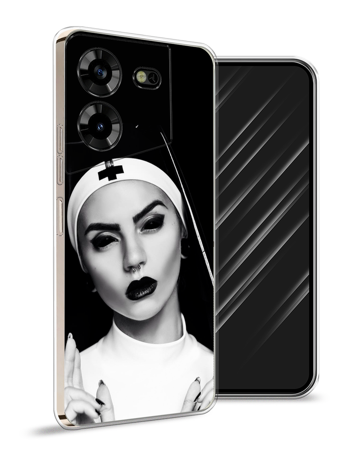 

Чехол Awog на Tecno Pova 5 "Черная монашка", Серый;черный, 303950-9