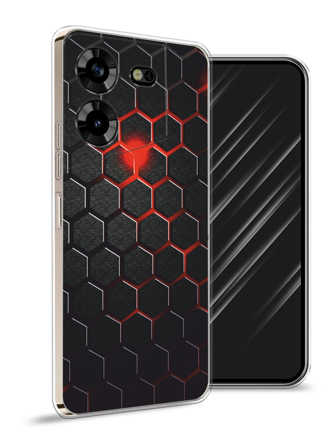 

Чехол Awog на Tecno Pova 5 "Фон соты красные", Красный;черный, 303950-3