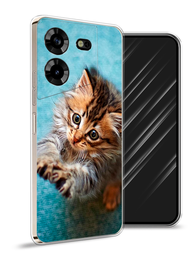 

Чехол Awog на Tecno Pova 5 "Котенок просит есть", Бирюзовый;коричневый;белый, 303950-2