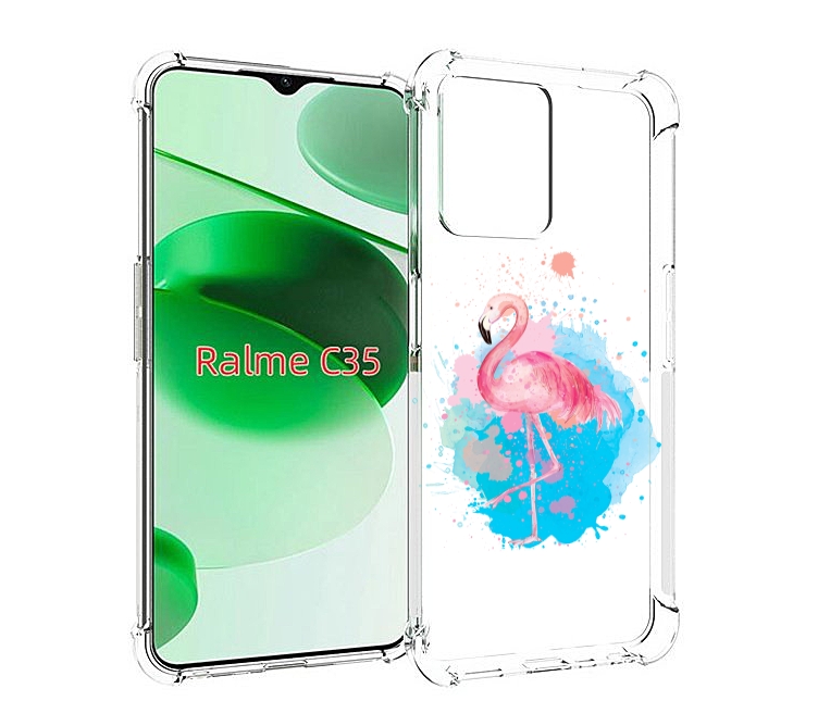 

Чехол MyPads акварельное-фламинго для Realme C35 / Narzo 50A Prime, Прозрачный, Tocco