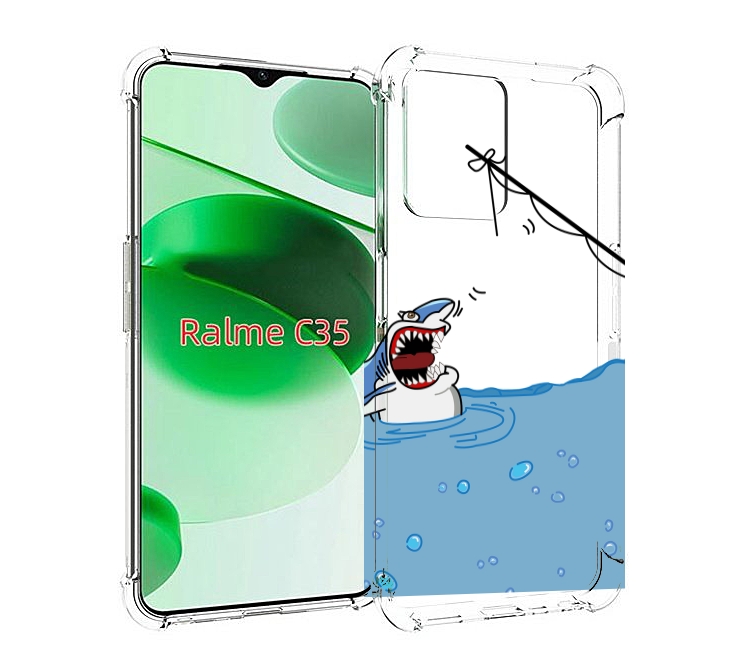 

Чехол MyPads акула-рисунок для Realme C35 / Narzo 50A Prime, Прозрачный, Tocco