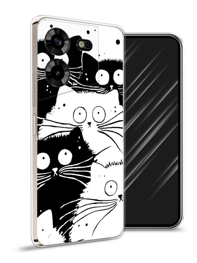 

Чехол Awog на Tecno Pova 5 "Коты черно-белые", Черный;белый, 303950-2