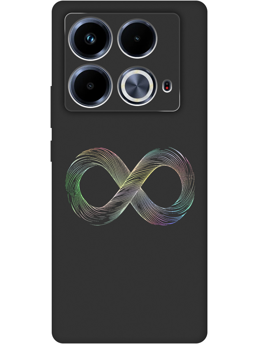 

Силиконовый чехол на Infinix Note 40 с принтом "Знак бесконечность" матовый черный, Черный;серебристый, 782626461