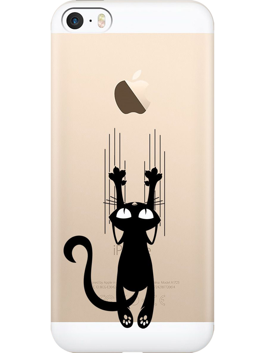 

Силиконовый чехол на Apple iPhone SE / 5s / 5 с принтом "Кошечка царапка" прозрачный, Прозрачный;черный, 713830271