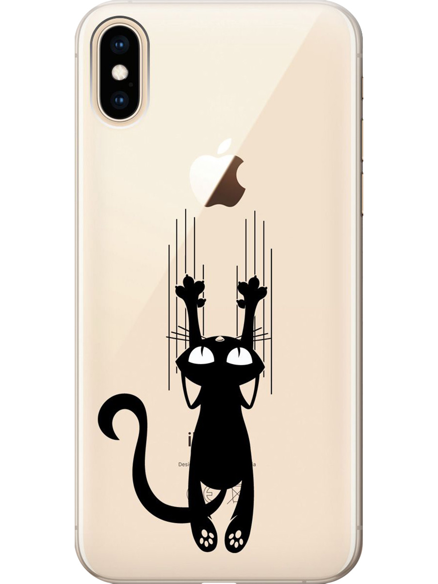 

Силиконовый чехол на Apple iPhone Xs / X с принтом "Кошечка царапка" прозрачный, Прозрачный;черный, 715365471