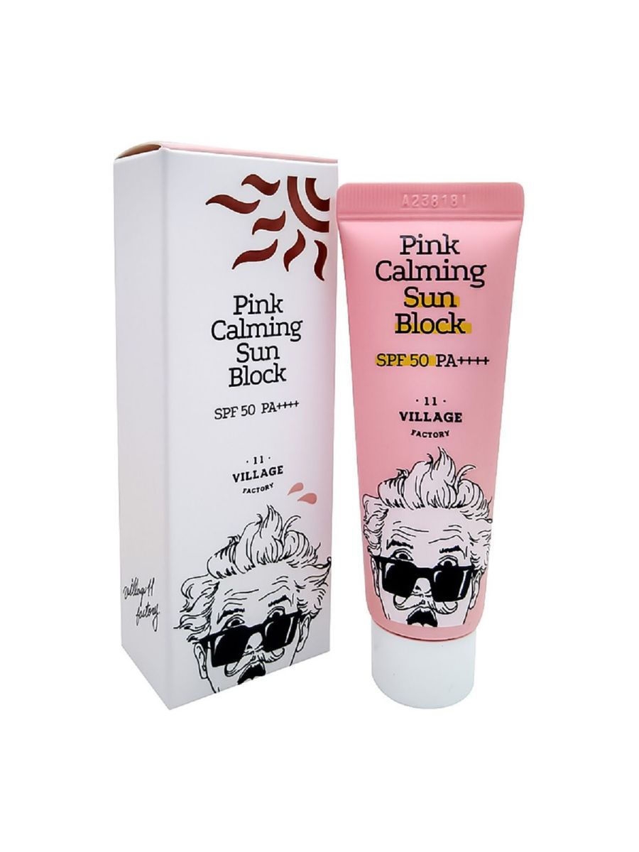 фото Крем village 11 factory pink calming sun block spf50+pa++++ успокаивающий, 50 мл