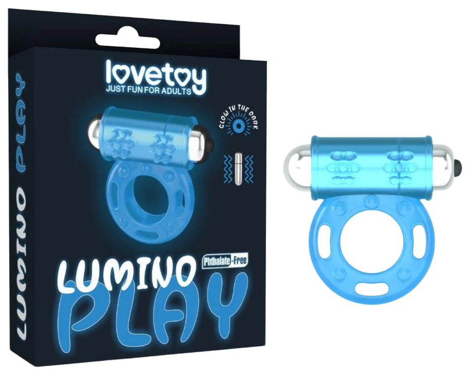 Кольцо-стимулятор Lovetoy Lumino Play Vibrating Penis Ring голубое светящееся в темноте