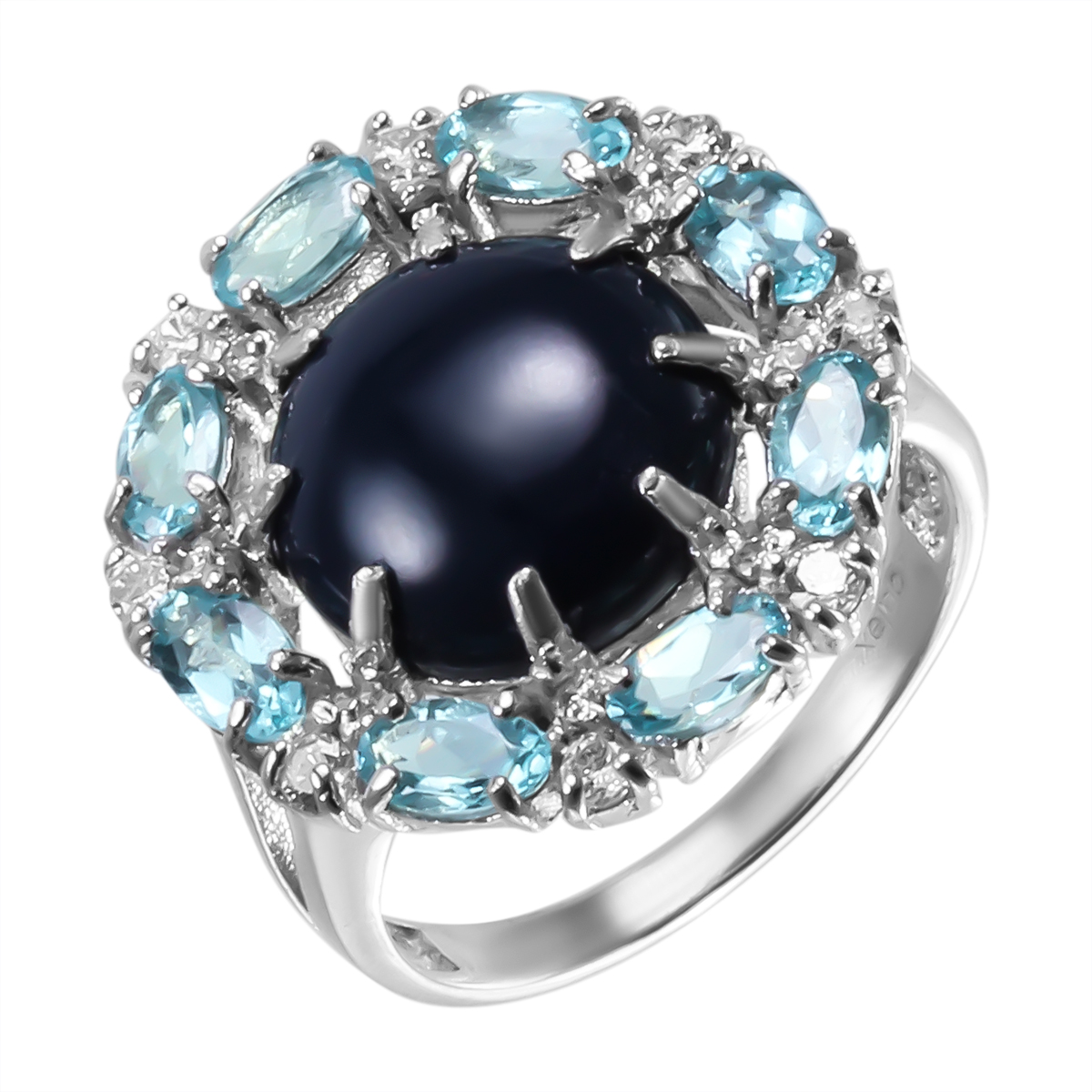 Кольцо из серебра р. 17 Balex Jewellery 1457930031, оникс/кварц/фианит