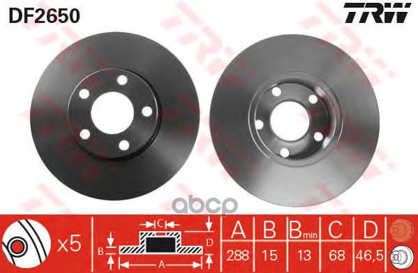 

Df2650_Диск Тормозной Передний Аudi 100/А4/А6 2.0-2.5Тdi 90> TRW/Lucas df2650