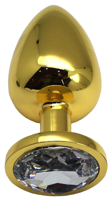 фото Анальная пробка eroticon с прозрачным кристаллом золотистая
