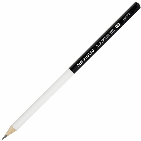 

Карандаш чернографитный BRAUBERG "Black&White", 1 шт., HB, 181767