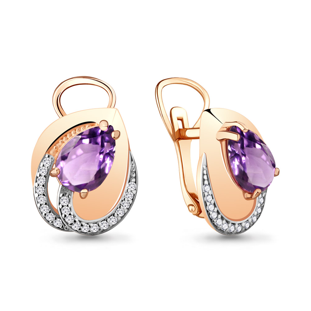 

Серьги из серебра с аметистом Aquamarine 4478704А_925_з, 4478704А_925_з