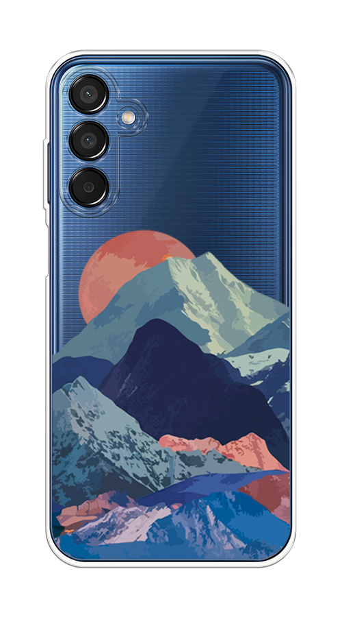 

Чехол на Samsung Galaxy M15 5G "Закат в снежных горах", Бордовый;серый;голубой, 2109550-1