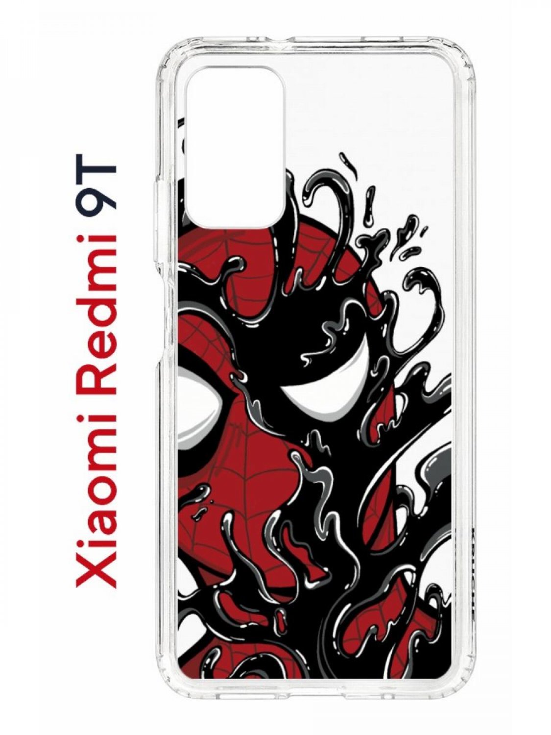 Чехол на Redmi 9T Kruche Print Spider-Man-Venom,противоударный бампер,с защитой камеры