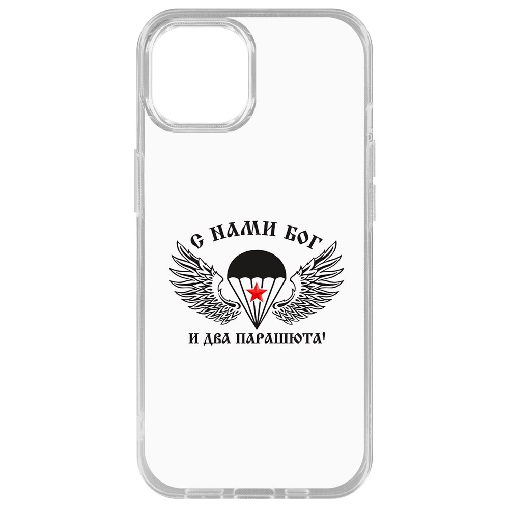 

Чехол-накладка Krutoff Clear Case С нами Бог для iPhone 14 Plus, Прозрачный