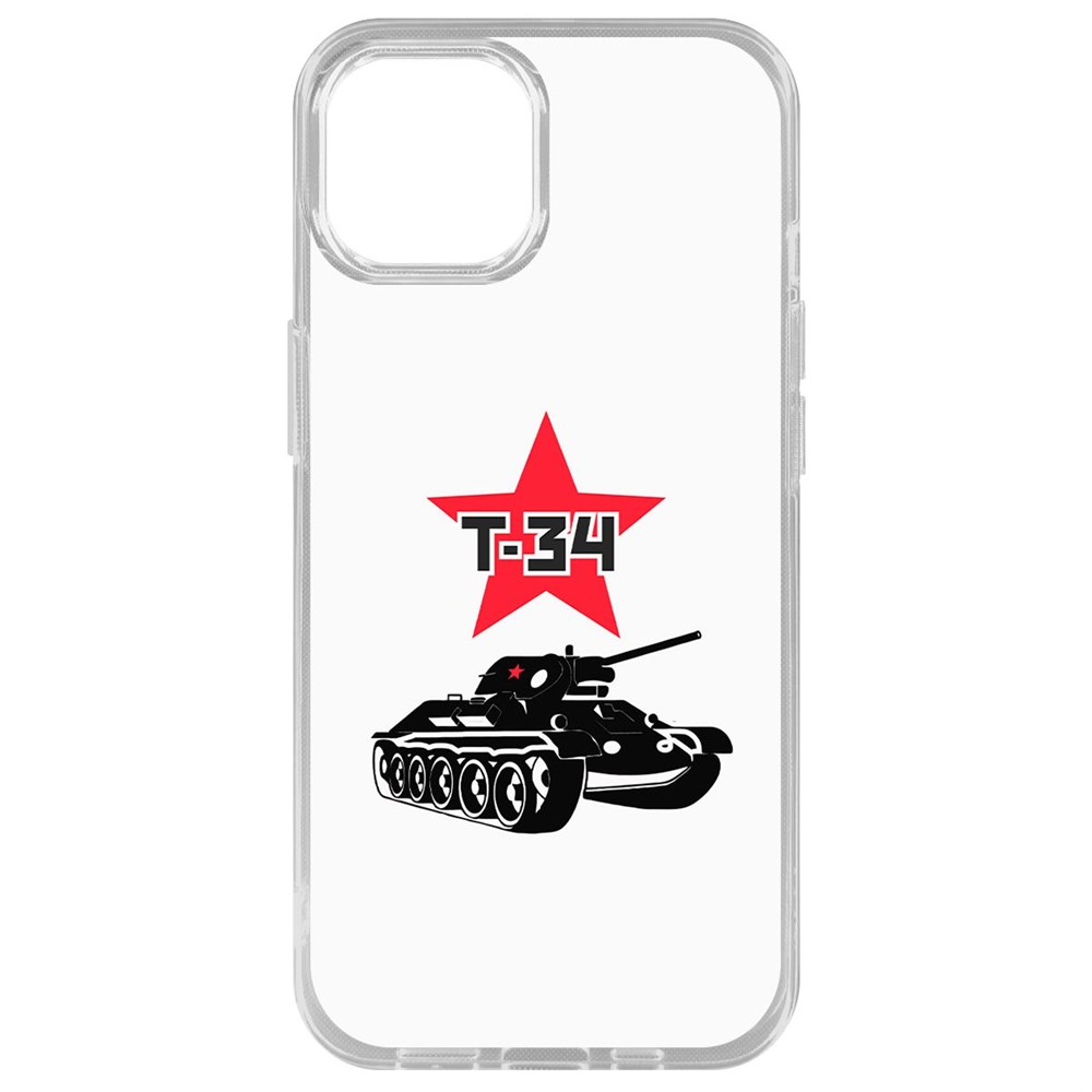 

Чехол-накладка Krutoff Clear Case Т-34 для iPhone 14 Plus, Прозрачный