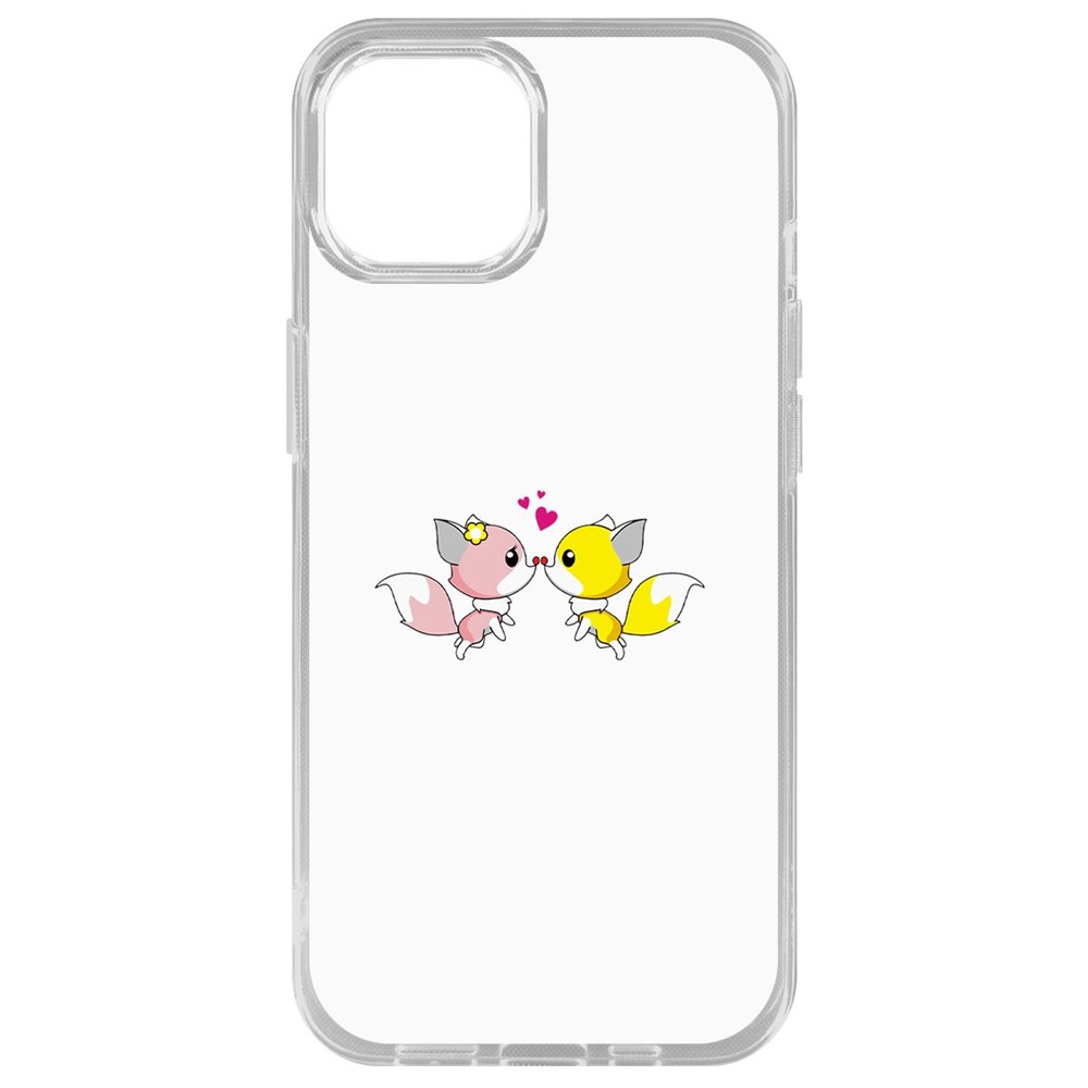 Чехол-накладка Krutoff Clear Case Лисята для iPhone 14 Plus