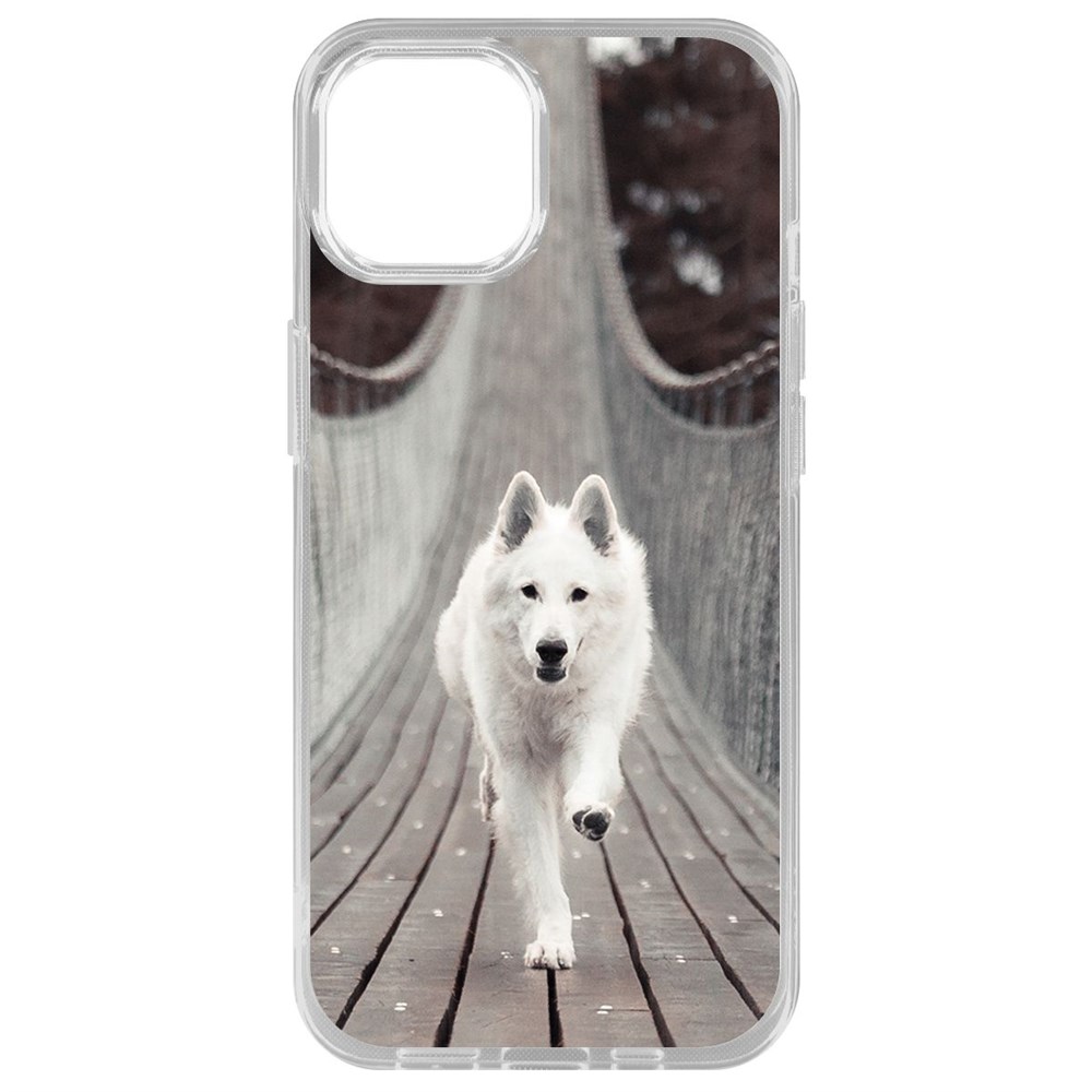 

Чехол-накладка Krutoff Clear Case Пес на мосту для iPhone 14 Plus, Прозрачный