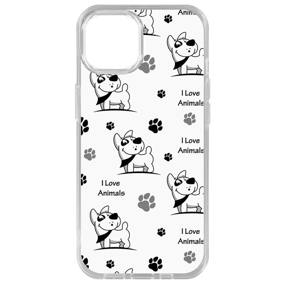 

Чехол-накладка Krutoff Clear Case Собаки паттерн 2 для iPhone 14 Plus, Прозрачный
