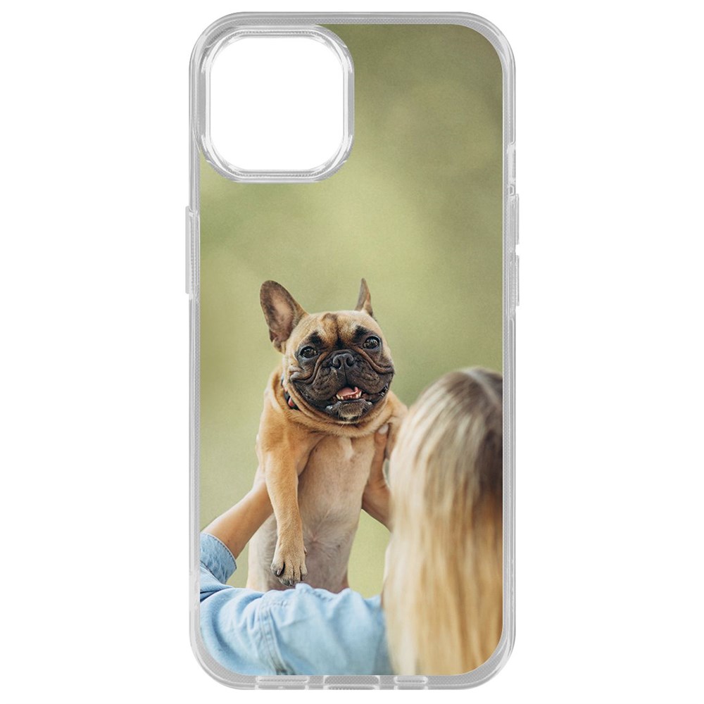 

Чехол-накладка Krutoff Clear Case Хозяйка и бульдог для iPhone 14 Plus, Прозрачный