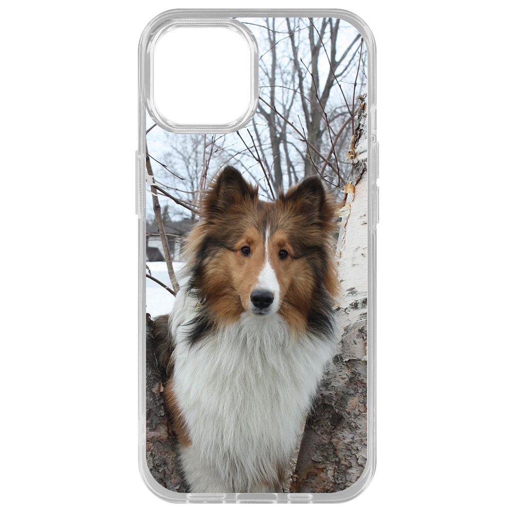 

Чехол-накладка Krutoff Clear Case Шелти для iPhone 14 Plus, Прозрачный