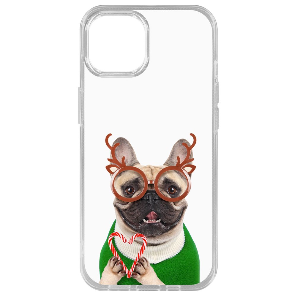 Чехол-накладка Krutoff Clear Case Новогодний француз для iPhone 14 Plus