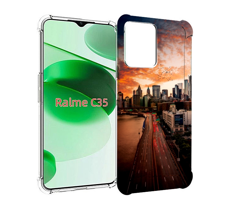 

Чехол MyPads американский город фото для Realme C35 / Narzo 50A Prime, Прозрачный, Tocco