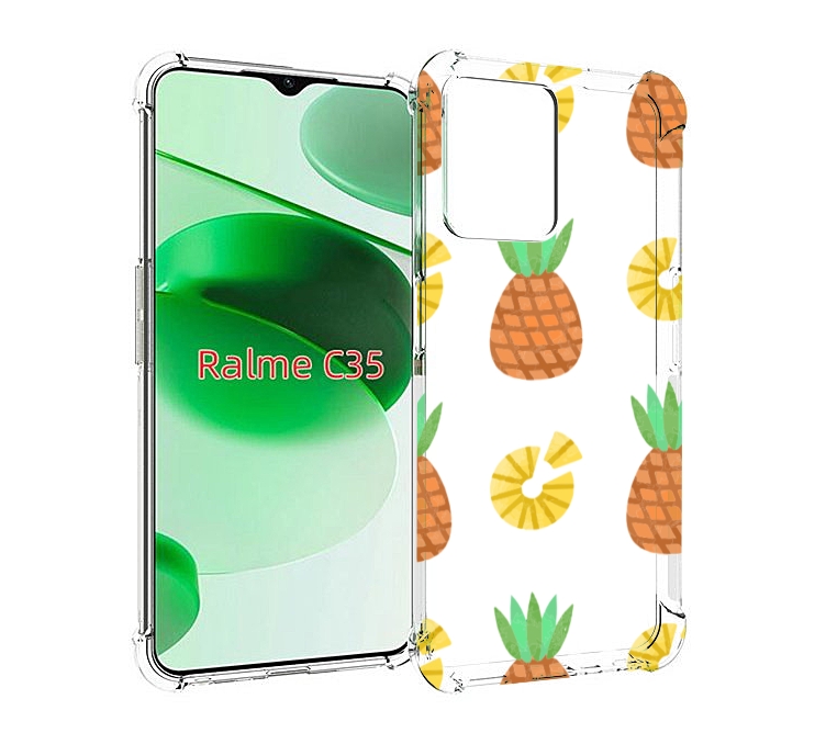 

Чехол MyPads ананасики для Realme C35 / Narzo 50A Prime, Прозрачный, Tocco