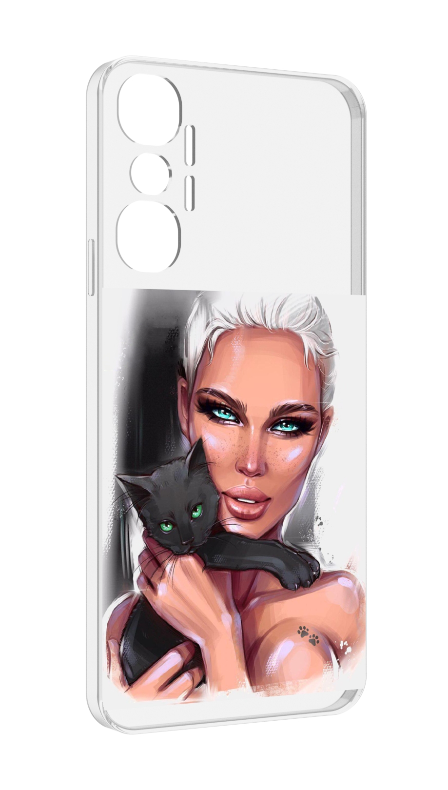 

Чехол MyPads девушка-с-черным-котиком женский для Infinix Hot 20 4G, Прозрачный, Tocco