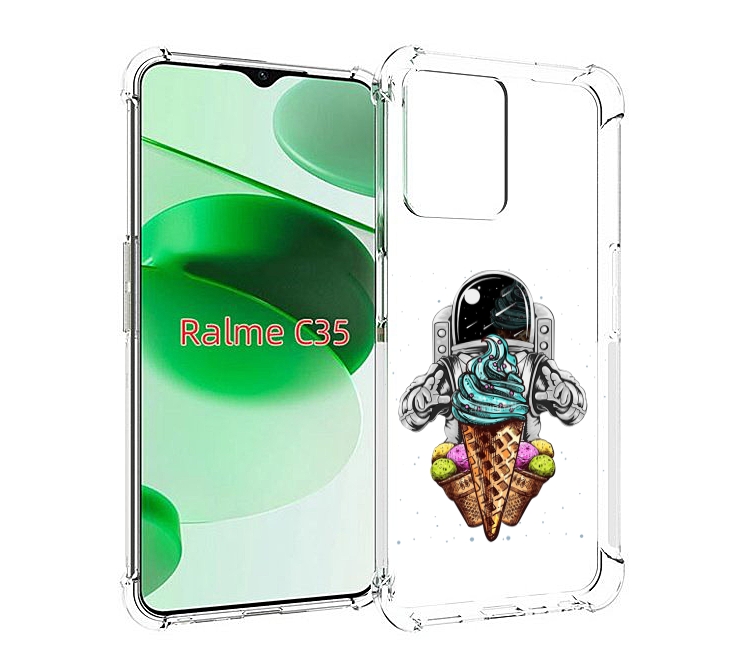 

Чехол MyPads астронавт-любит-мороженное для Realme C35 / Narzo 50A Prime, Прозрачный, Tocco