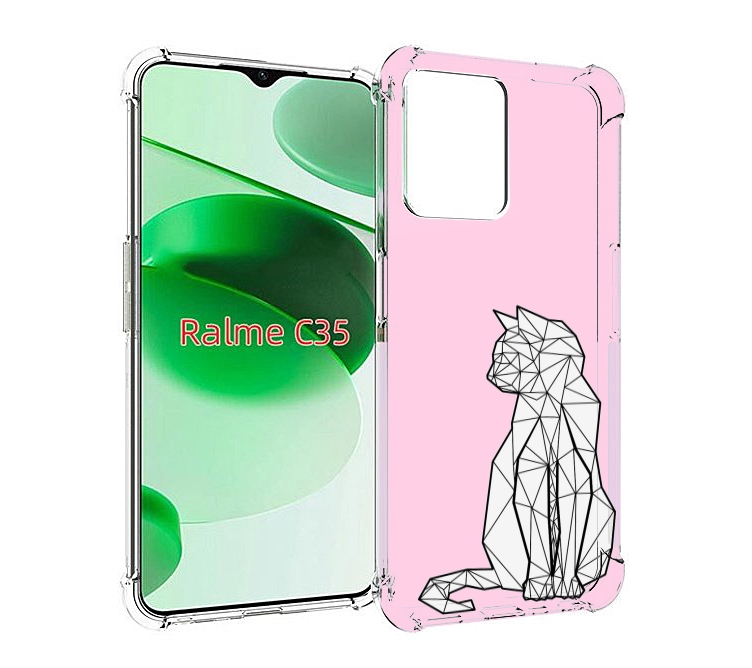 

Чехол MyPads белый котик с гранями для Realme C35 / Narzo 50A Prime, Прозрачный, Tocco