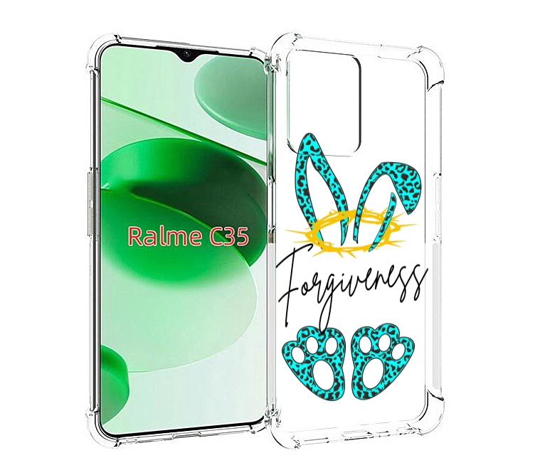 

Чехол MyPads бирюзовое лапки и ушки женский для Realme C35 / Narzo 50A Prime, Прозрачный, Tocco