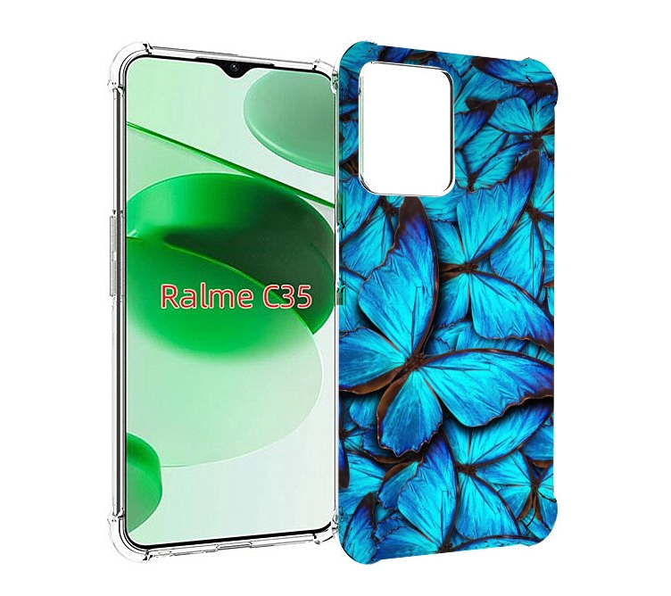 

Чехол MyPads бирюзовые бабочки для Realme C35 / Narzo 50A Prime, Прозрачный, Tocco