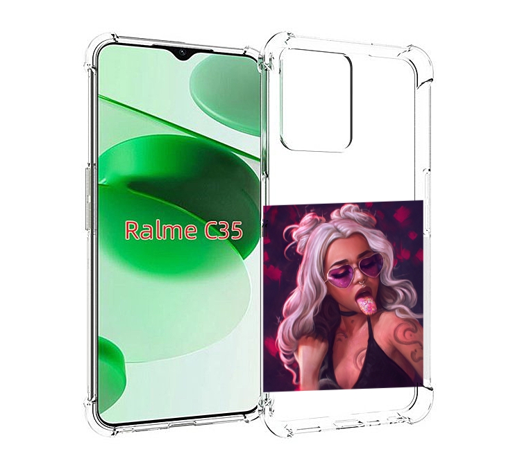 

Чехол MyPads блестящий-язык женский для Realme C35 / Narzo 50A Prime, Прозрачный, Tocco