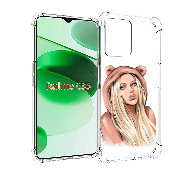 

Чехол MyPads блондинка-в-капюшоне женский для Realme C35 / Narzo 50A Prime, Прозрачный, Tocco