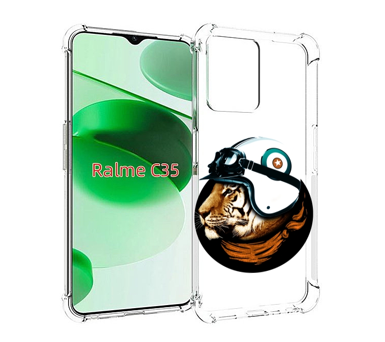 

Чехол MyPads Тигр в шлеме для Realme C35 / Narzo 50A Prime, Прозрачный, Tocco