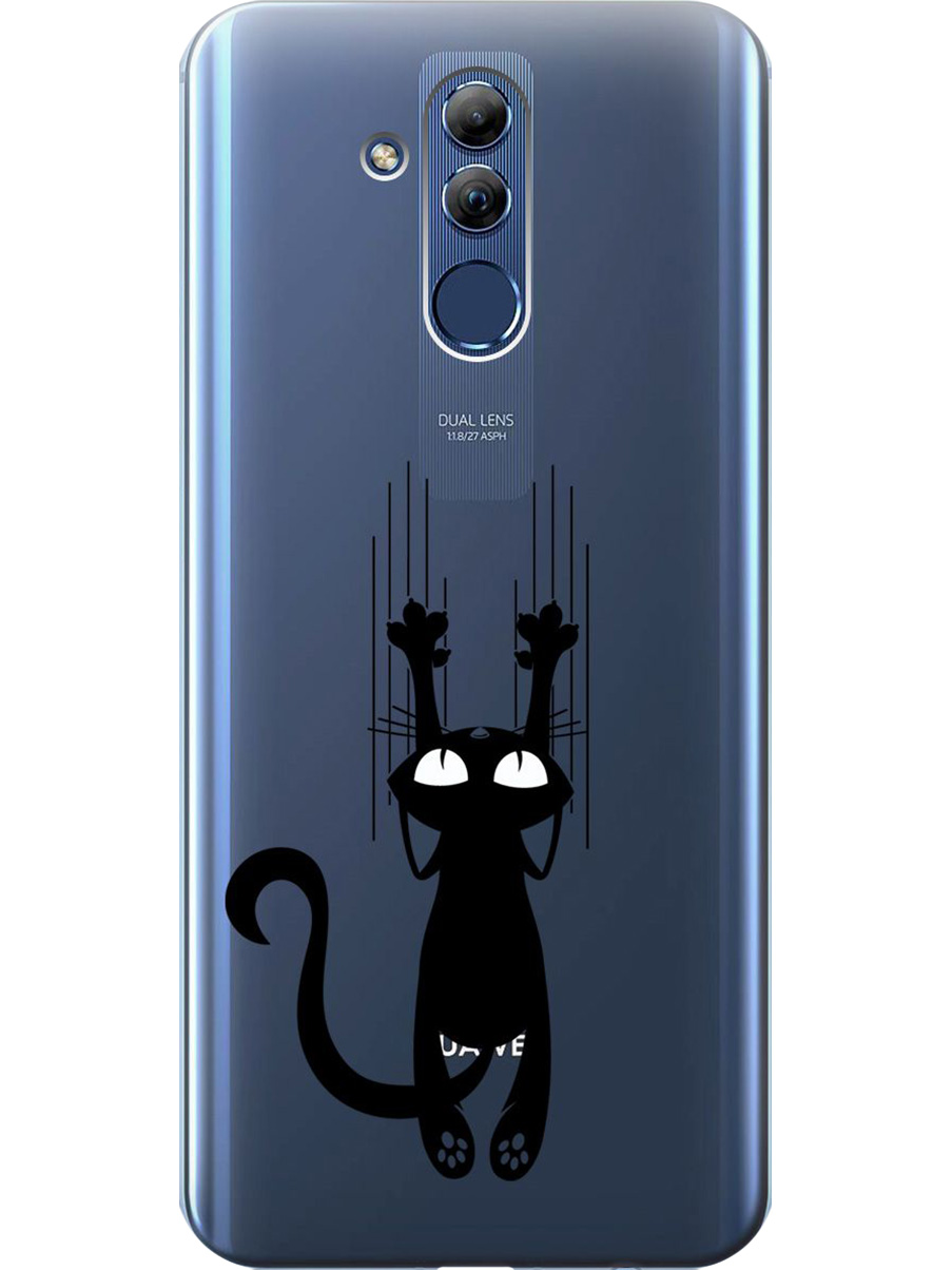 

Силиконовый чехол на Huawei Mate 20 Lite с принтом "Кошечка царапка" прозрачный, Прозрачный;черный, 719355671