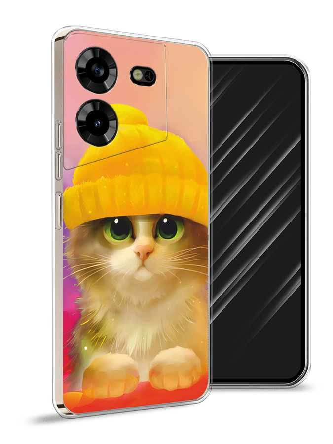 

Чехол Awog на Tecno Pova 5 "Котенок в желтой шапке", Желтый, 303950-2