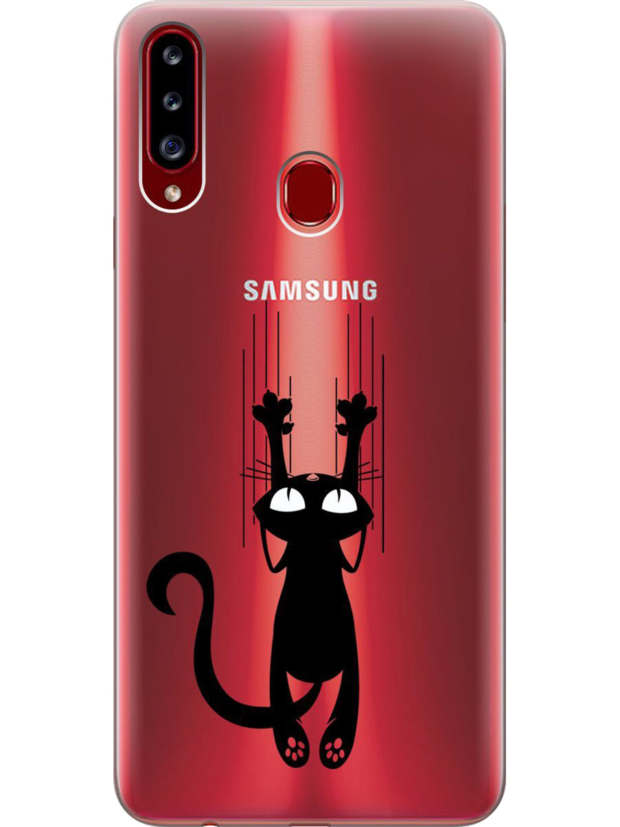 

Силиконовый чехол на Samsung Galaxy A20s с принтом "Кошечка царапка" прозрачный, Прозрачный;черный, 722003371
