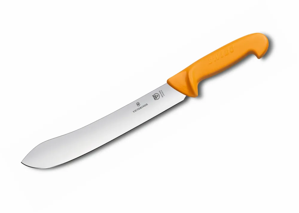 

Нож кухонный Victorinox Swibo, разделочный, для мяса, 250мм, заточка прямая, стальной, жел