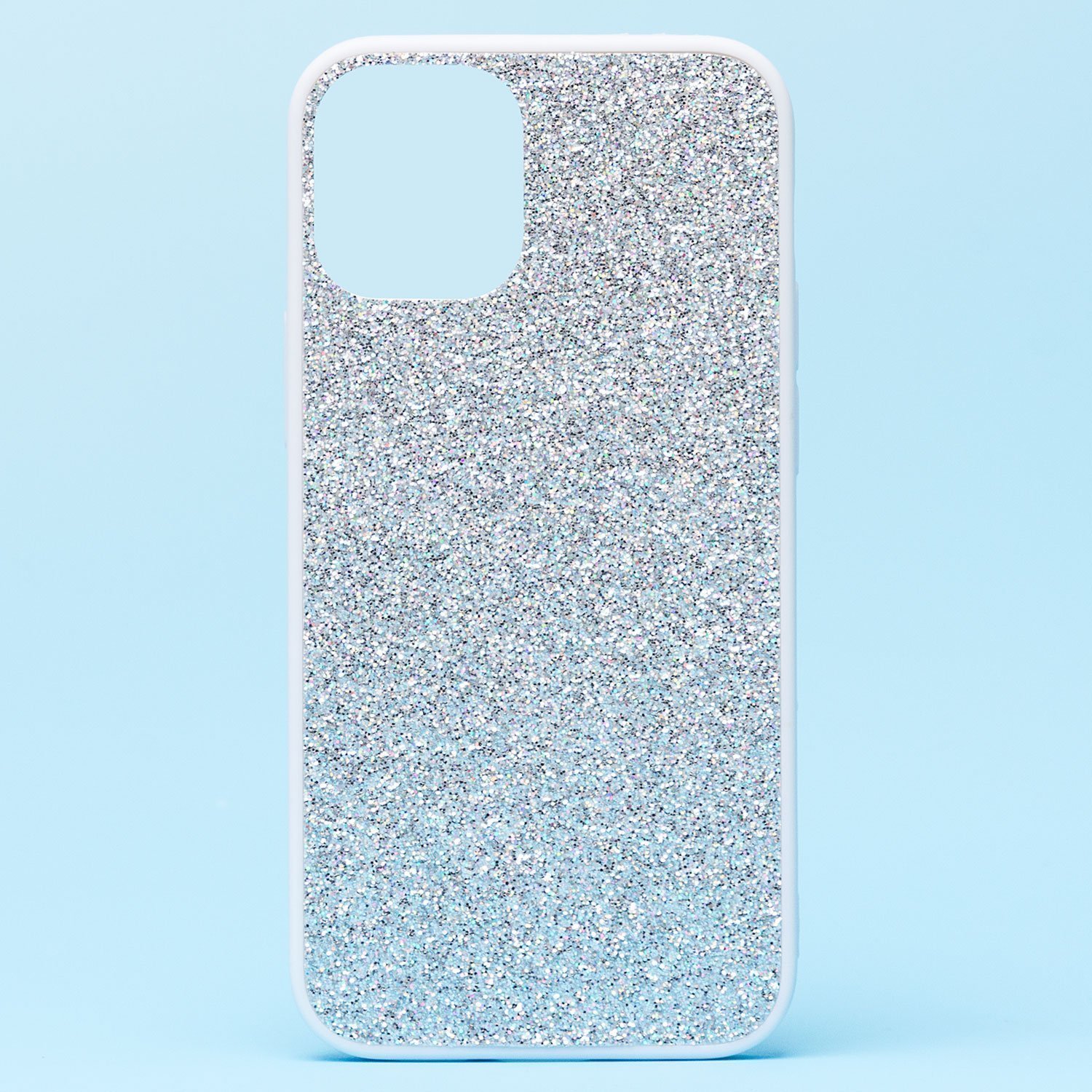 

Чехол iPhone 12 mini пластиковый с блестками <серебристый>, iPhone 12 mini