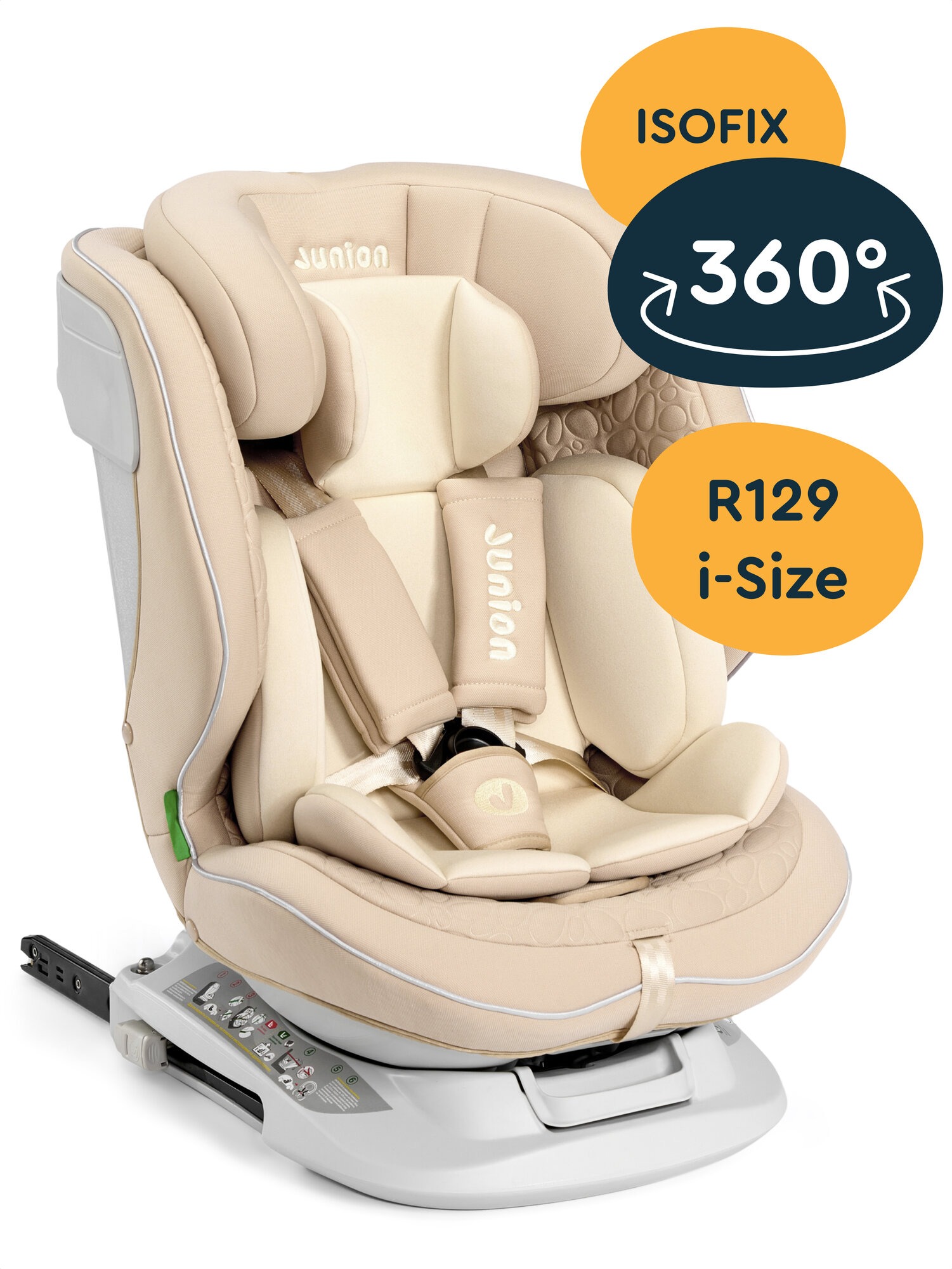 Автокресло JUNION Julsi i-size гр 0+ 1 2 3 0-36 кг 0-12 лет 40-150 см 360 Isofix бежевый