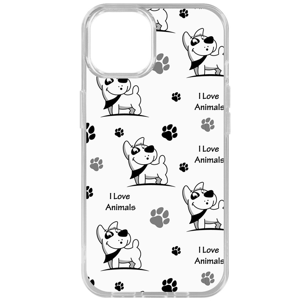 

Чехол-накладка Krutoff Clear Case Собаки паттерн 2 для iPhone 14, Прозрачный