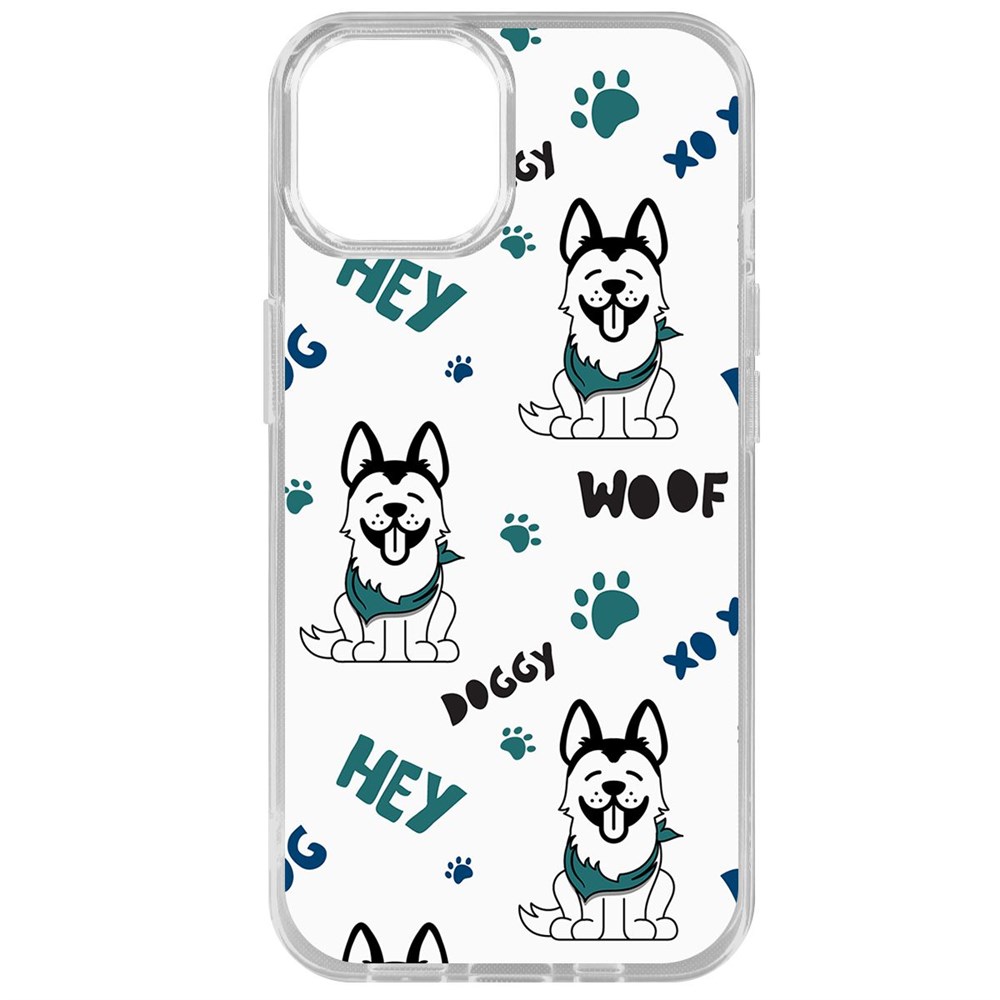 

Чехол-накладка Krutoff Clear Case Собаки паттерн 3 для iPhone 14, Прозрачный