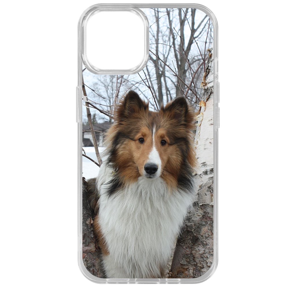 

Чехол-накладка Krutoff Clear Case Шелти для iPhone 14, Прозрачный
