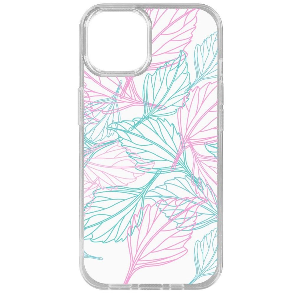 

Чехол-накладка Krutoff Clear Case Листья паттерн для iPhone 14, Прозрачный