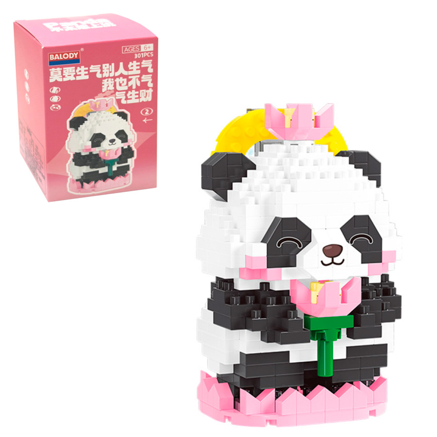 

Конструктор Balody 16351-2 Мини Панда с розой, 301 деталь