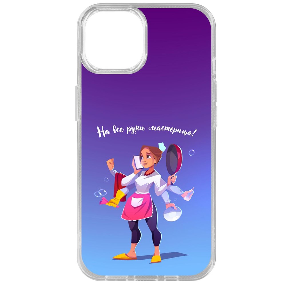 

Чехол-накладка Krutoff Clear Case На все руки мастерица для iPhone 14, Прозрачный